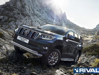 Защита переднего бампера d76+d57 + комплект крепежа, RIVAL, Toyota Land Cruiser 150 Prado 2017-