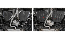 Защита топливного бака АвтоБроня для Volkswagen Tiguan II 4WD (вкл. SportLine) 2016-2020, штампованная, сталь 1.5 мм, 2 части, с крепежом, 111.05122.1