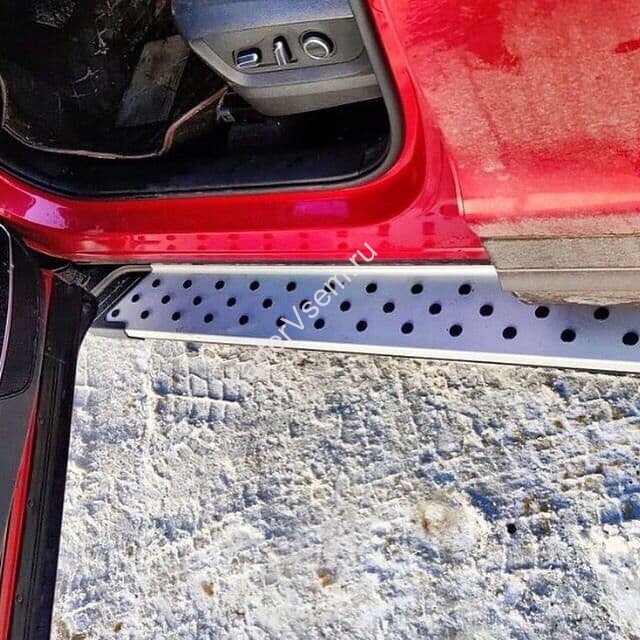 Пороги на автомобиль "Bmw-Style круг" Rival для Chery Tiggo 4 I рестайлинг 2019-н.в., 173 см, 2 шт., алюминий, D173AL.0905.1