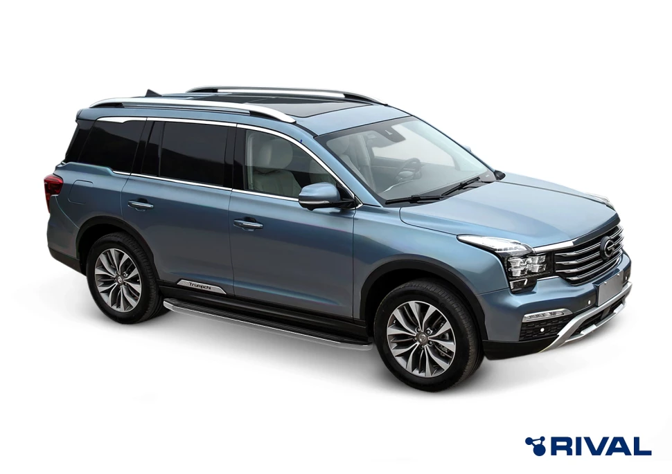 Пороги на автомобиль (подножки) "Premium" Rival для GAC GS8 I поколение 2019-н.в., 180 см, 2 шт., алюминий, A180ALP.9201.1