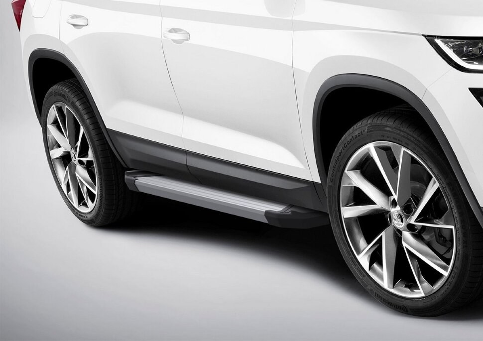 Пороги площадки (подножки) "Silver" Rival для Skoda Kodiaq 2017-н.в., 180 см, 2 шт., алюминий, F180AL.5102.2 с доставкой по всей России
