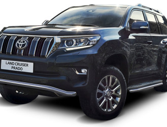 Защита переднего бампера d57 волна Rival для Toyota Land Cruiser Prado 150 рестайлинг (кроме Style и TRD) 2017-н.в., нерж. сталь, R.5721.003