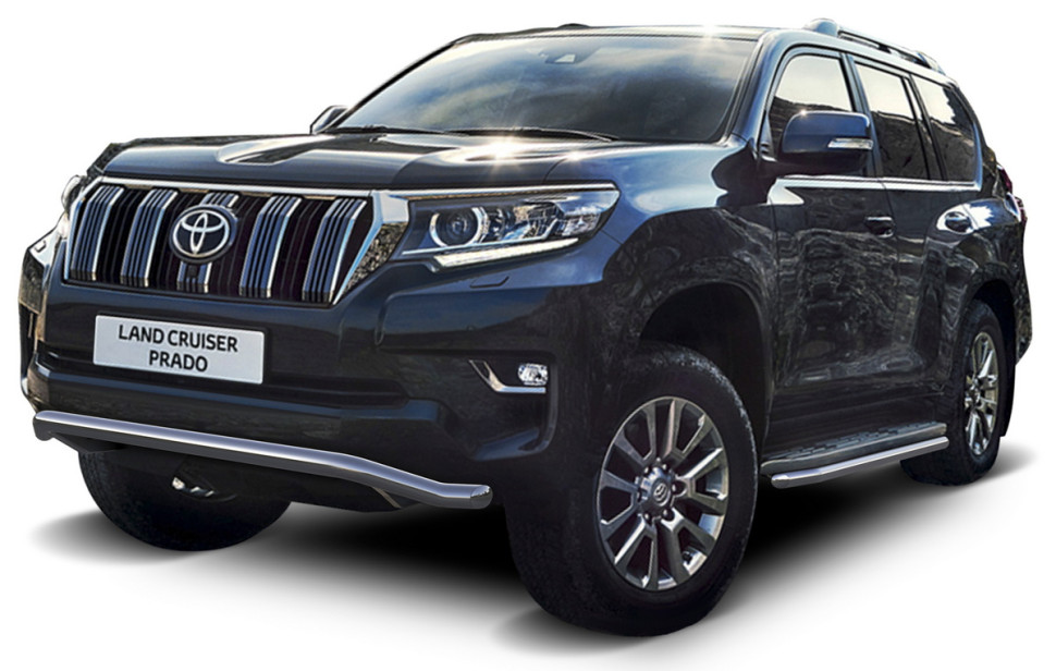 Защита переднего бампера d57 волна Rival для Toyota Land Cruiser Prado 150 рестайлинг (кроме Style и TRD) 2017-н.в., нерж. сталь, R.5721.003