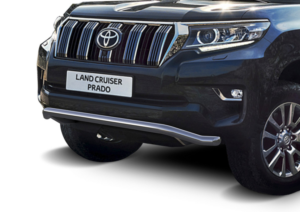 Защита переднего бампера d57 волна Rival для Toyota Land Cruiser Prado 150 рестайлинг (кроме Style и TRD) 2017-н.в., нерж. сталь, R.5721.003