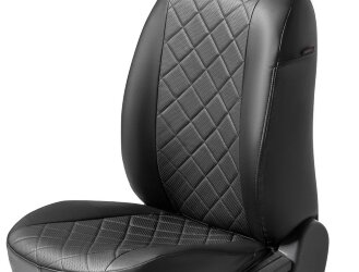Авточехлы Rival Ромб (зад. спинка 40/60) для сидений Skoda Octavia A8 лифтбек (с задним подлокотником) 2020-н.в., эко-кожа, черные, SC.5110.2