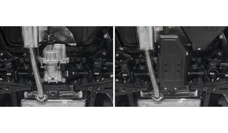 Защита редуктора Rival для Hyundai Tucson III рестайлинг 4WD 2018-2021, сталь 1.5 мм, с крепежом, штампованная, 111.2359.1