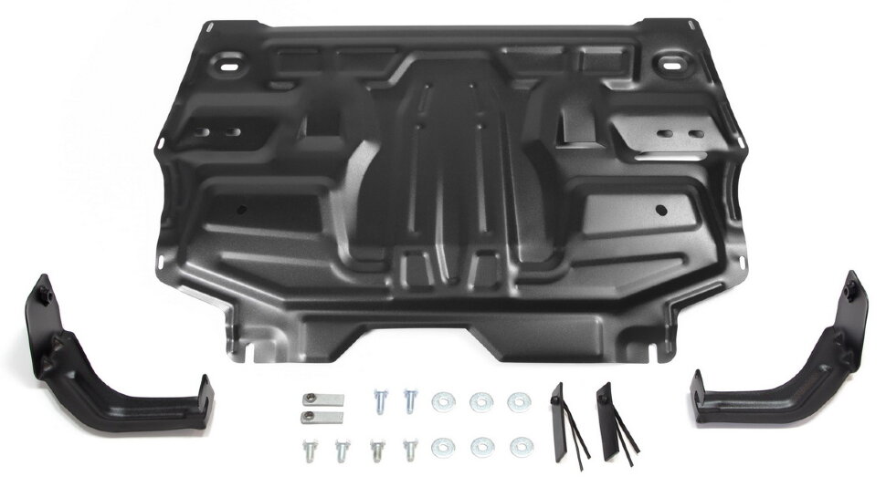 Защита картера и КПП AutoMax для Seat Ibiza IV 2008-2015, сталь 1.5 мм, с крепежом, штампованная, AM.5877.1