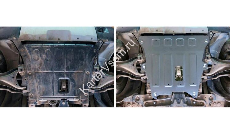 Защита картера и КПП Rival для Renault Duster I 2010-2015, штампованная, алюминий 4 мм, с крепежом, 333.4702.1