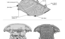 Защита картера и КПП Rival (увеличенная) для Mazda 3 BM 2013-2018, оцинкованная сталь 1.8 мм, с крепежом, штампованная, ZZZ.3817.1