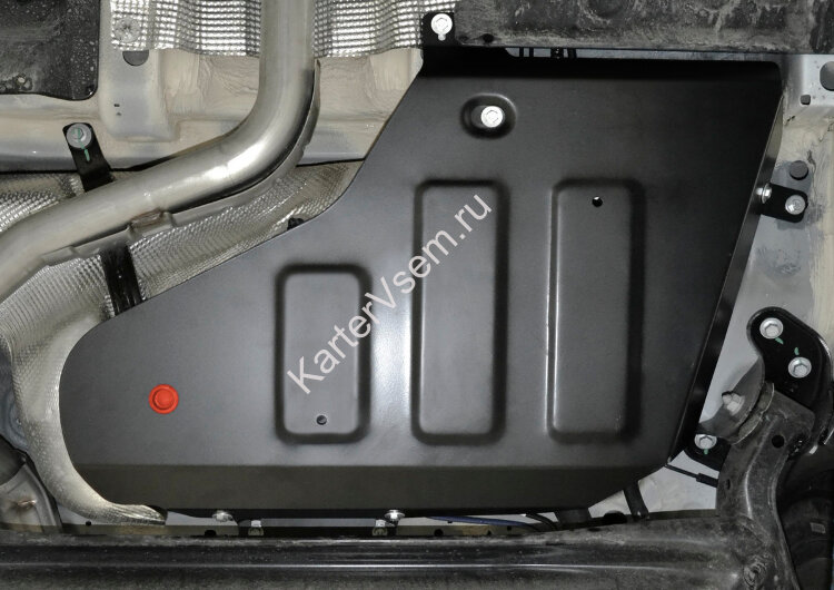 Защита топливного бака АвтоБроня для Geely Coolray SX11 2020-н.в., штампованная, сталь 1.8 мм, с крепежом, 111.01925.1
