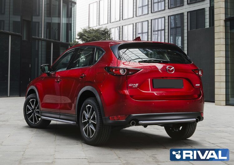 Защита заднего бампера d42 + комплект крепежа, RIVAL, Mazda CX-5 2017-