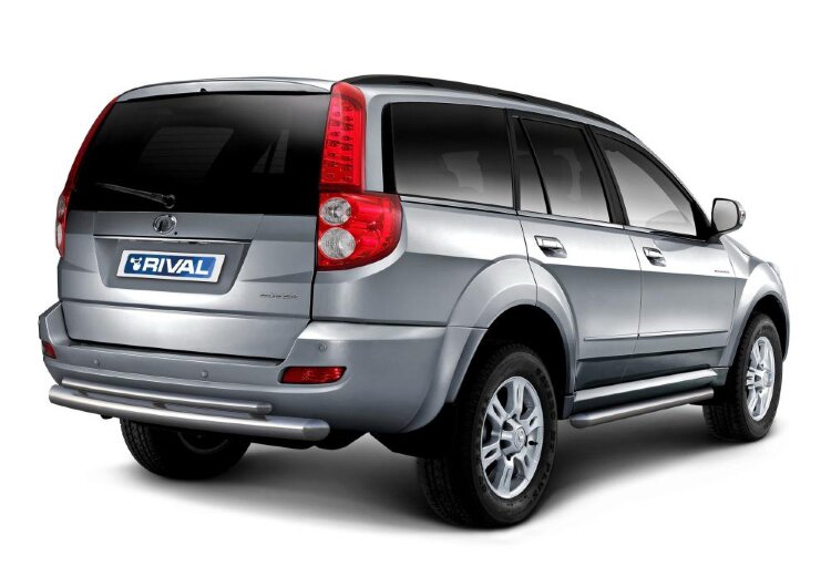 Защита заднего бампера d76+d42 + комплект крепежа, RIVAL, Great Wall Hover H5 2011-2015