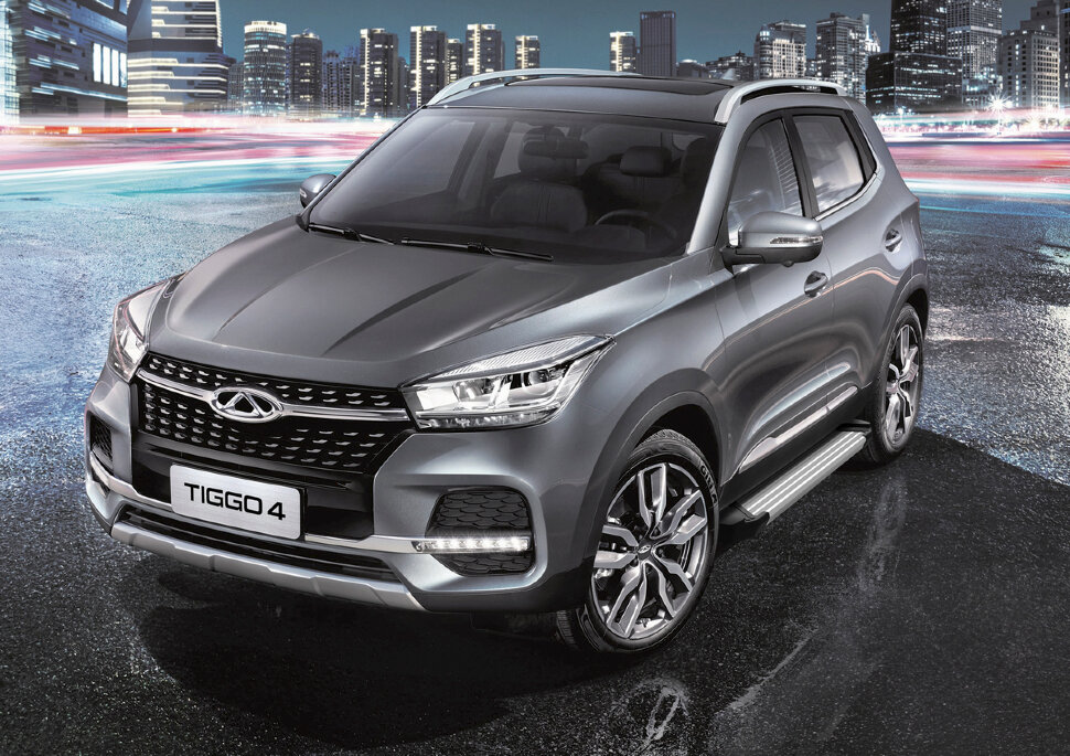 Пороги площадки (подножки) "Silver" Rival для Chery Tiggo 4 I рестайлинг 2019-н.в., 173 см, 2 шт., алюминий, F173AL.0905.1 купить недорого