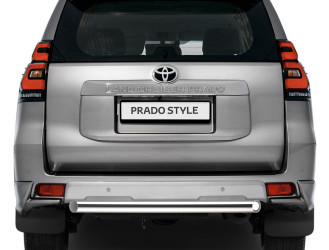 Защита заднего бампера d76 короткая Rival для Toyota Land Cruiser Prado 150 рестайлинг (кроме Style и TRD) 2017-н.в., нерж. сталь, R.5721.006