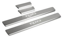 Накладки на пороги Rival для Kia Rio X-Line хэтчбек 2017-2020 2020-н.в., нерж. сталь, с надписью, 4 шт., KIRI.2809.1G купить недорого