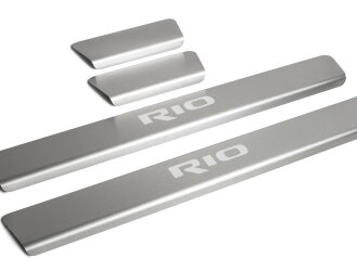 Накладки на пороги Rival для Kia Rio X-Line хэтчбек 2017-2020 2020-н.в., нерж. сталь, с надписью, 4 шт., KIRI.2809.1G