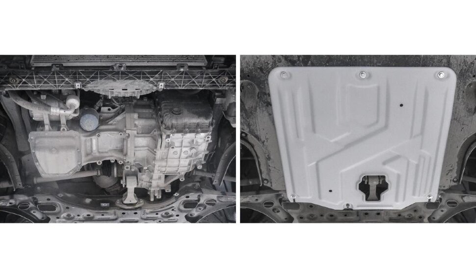 Защита картера и КПП Rival для Kia Ceed III универсал 2018-2021, штампованная, алюминий 3 мм, с крепежом, 333.2382.1