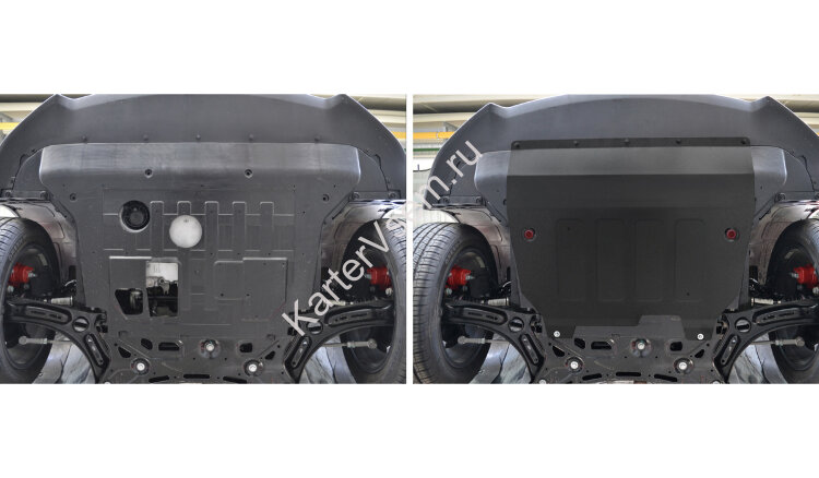Защита картера и КПП АвтоБроня для Geely Coolray SX11 2020-н.в., штампованная, сталь 1.8 мм, с крепежом, 111.01922.1