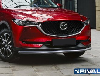 Защита переднего бампера d42 + комплект крепежа, RIVAL, Mazda CX-5 2017-