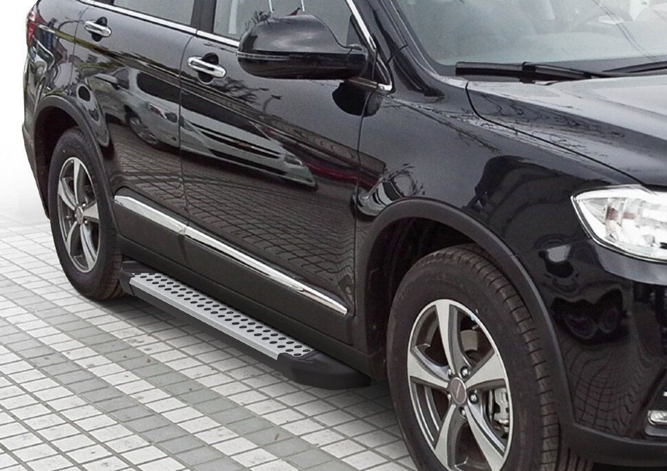 Пороги площадки (подножки) "Bmw-Style круг" Rival для Haval H6 2014-2020, 173 см, 2 шт., алюминий, D173AL.9402.1 с доставкой по всей России
