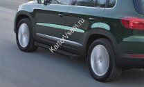 Пороги площадки (подножки) "Black" Rival для Volkswagen Tiguan I 2007-2017, 173 см, 2 шт., алюминий, F173ALB.5802.2