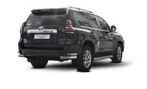 Защита заднего бампера d76+d42 уголки Rival для Toyota Land Cruiser Prado 150 рестайлинг (кроме Style и TRD) 2017-н.в., нерж. сталь, 2 части, R.5721.007