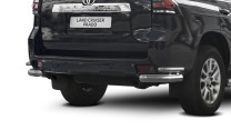 Защита заднего бампера d76+d42 уголки Rival для Toyota Land Cruiser Prado 150 рестайлинг (кроме Style и TRD) 2017-н.в., нерж. сталь, 2 части, R.5721.007