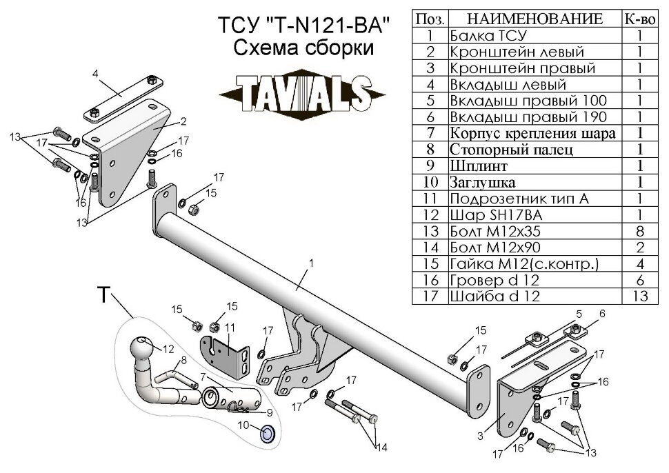 Фаркоп Nissan Qashqai с быстросъёмным шаром (ТСУ) арт. T-N121-BA