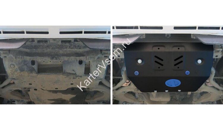 Защита картера Rival (часть 1) для Toyota Land Cruiser Prado 150 2009-2013, сталь 3 мм, с крепежом, штампованная, 2111.5783.1.3