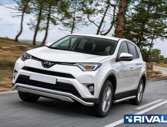 Защита переднего бампера d57 волна + комплект крепежа, RIVAL, Toyota Rav 4 2015-