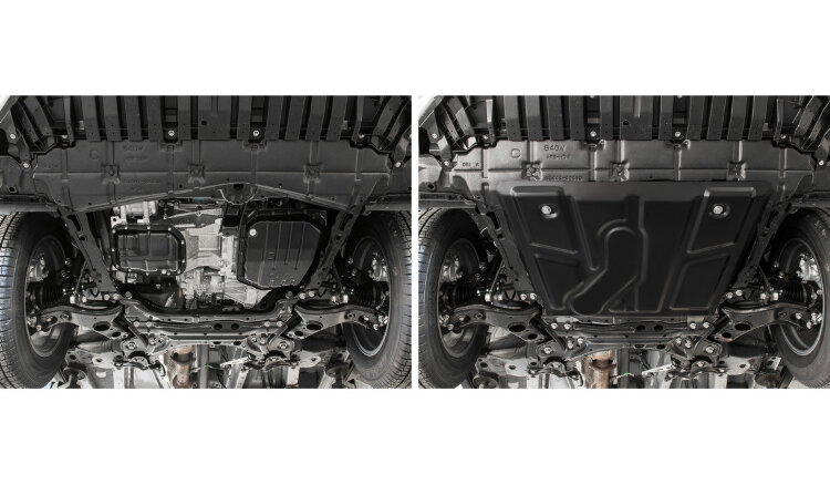 Защита картера и КПП АвтоБроня для Toyota RAV4 XA30 рестайлинг 2010-2013, штампованная, сталь 1.8 мм, с крепежом, 111.05709.1