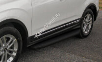 Пороги на автомобиль "Premium-Black" Rival для Chery Tiggo 5 2014-2020, 173 см, 2 шт., алюминий, A173ALB.0902.1