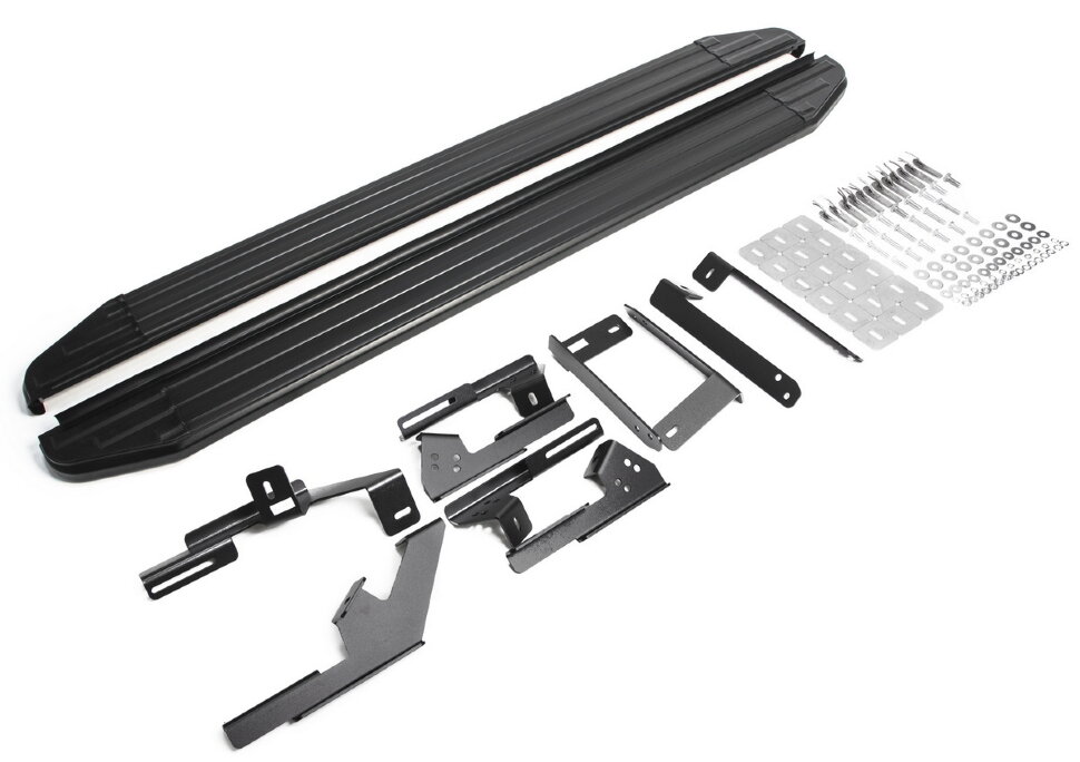 Пороги площадки (подножки) "Premium-Black" Rival для Chery Tiggo 5 2014-2020, 173 см, 2 шт., алюминий, A173ALB.0902.1 с инструкцией и сертификатом