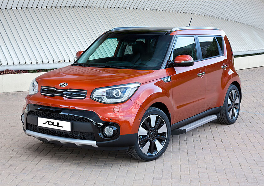 Пороги площадки (подножки) "Silver" Rival для Kia Soul II рестайлинг 2017-2019, 173 см, 2 шт., алюминий, F173AL.2804.1 купить недорого