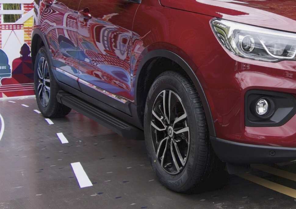 Пороги площадки (подножки) "Black" Rival для Lifan X70 2017-н.в., 173 см, 2 шт., алюминий, F173ALB.3305.1 с доставкой по всей России