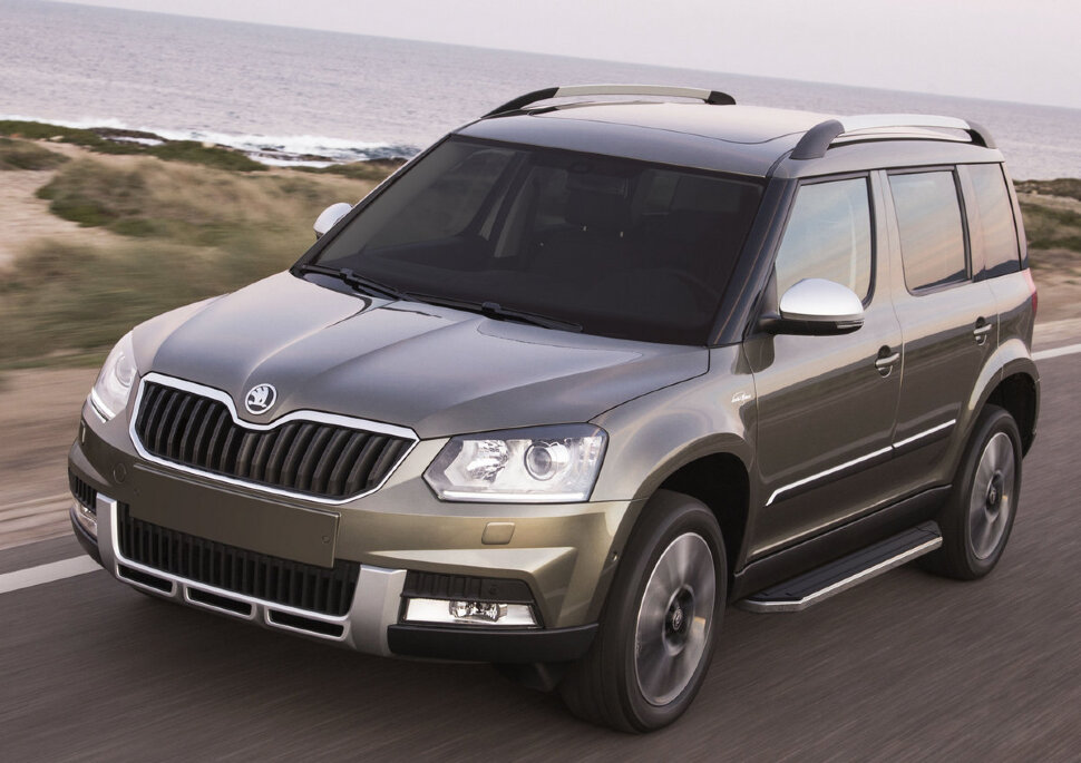 Пороги площадки (подножки) "Premium" Rival для Skoda Yeti 2009-2018, 173 см, 2 шт., алюминий, A173ALP.5101.1 купить недорого