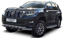 Защита переднего бампера d76+d57 с профильной защитой картера Rival для Toyota Land Cruiser Prado 150 рестайлинг (кроме Style и TRD) 2017-н.в., нерж. сталь, R.5721.010