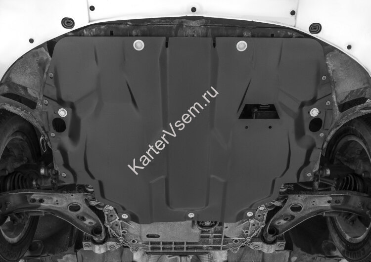 Защита картера и КПП AutoMax для Seat Leon II 2005-2012, сталь 1.4 мм, с крепежом, штампованная, AM.5107.1