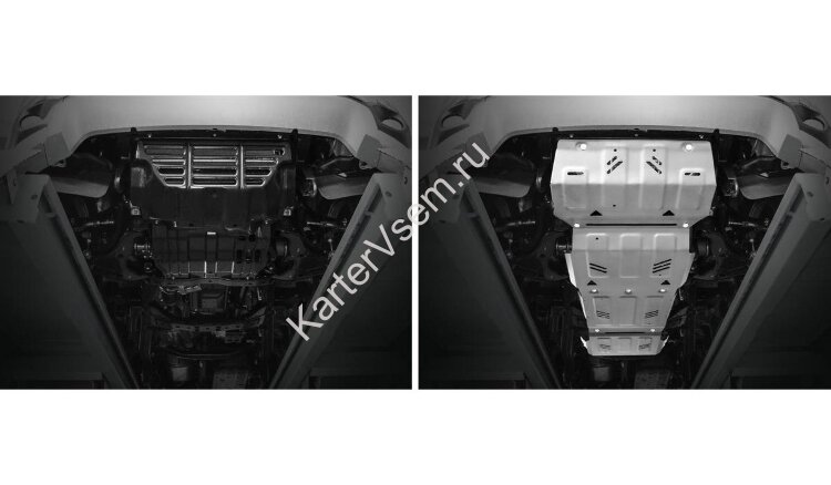 Защита радиатора, картера, КПП и РК Rival для Mitsubishi Pajero Sport III 2016-2021 2021-н.в., штампованная, алюминий 6 мм, с крепежом, 4 части, K333.4046.3.6