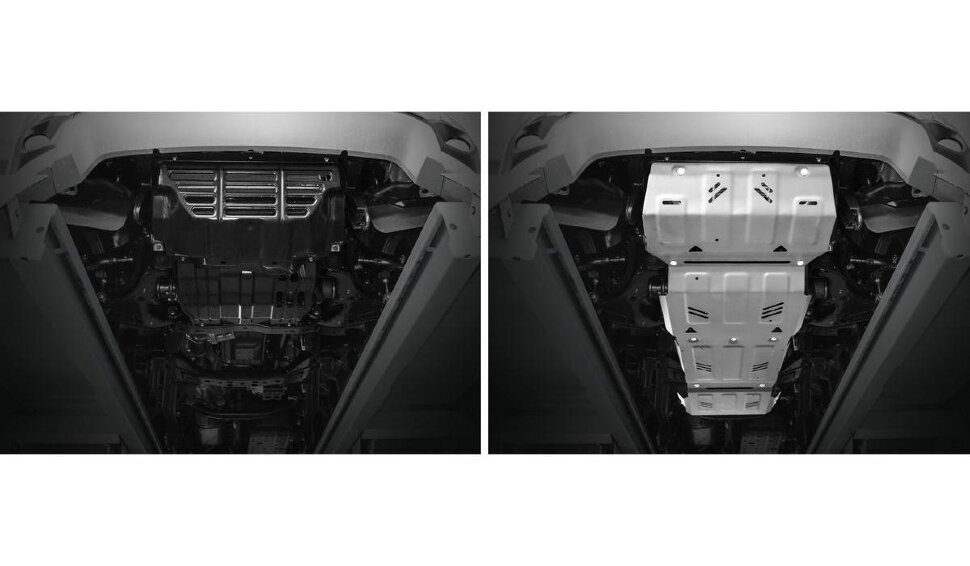 Защита радиатора, картера, КПП и РК Rival для Mitsubishi Pajero Sport III 2016-2021 2021-н.в., штампованная, алюминий 6 мм, с крепежом, 4 части, K333.4046.3.6