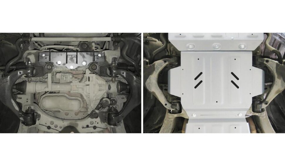 Защита картера Rival для Toyota Tundra II 2007-2018 (устанавл-ся совместно с 2333.9509.1.6), штампованная, алюминий 6 мм, с крепежом, 2333.9510.1.6