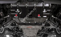 Защита радиатора, картера, КПП и РК АвтоБроня для Lexus GX 460 2009-2013 2013-н.в., штампованная, сталь 1.8 мм, 3 части, с крепежом, K111.09516.1
