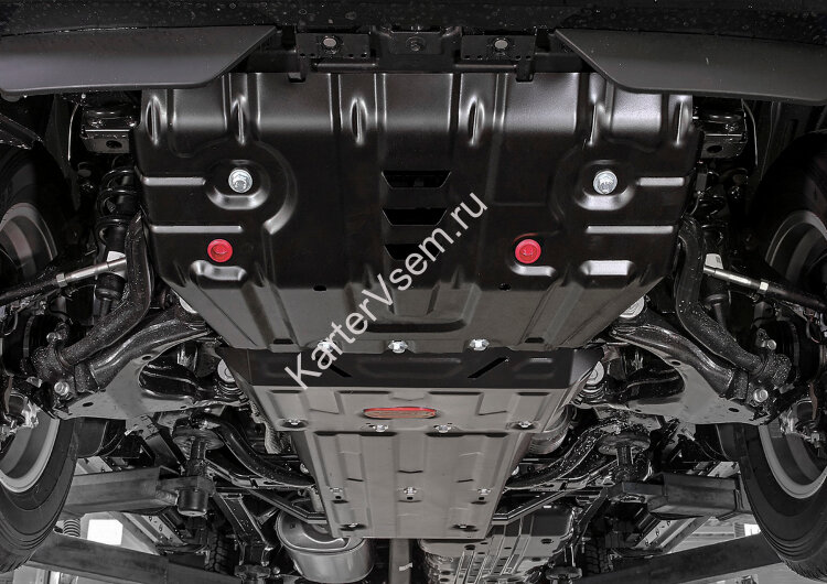 Защита радиатора, картера, КПП и РК АвтоБроня для Lexus GX 460 2009-2013 2013-н.в., штампованная, сталь 1.8 мм, 3 части, с крепежом, K111.09516.1