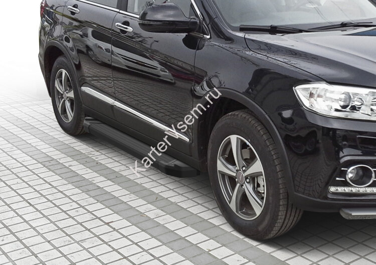Пороги на автомобиль "Black" Rival для Haval H6 2014-2020, 173 см, 2 шт., алюминий, F173ALB.9402.1