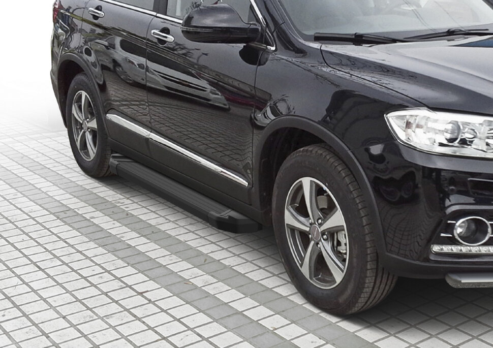 Пороги площадки (подножки) "Black" Rival для Haval H6 2014-2020, 173 см, 2 шт., алюминий, F173ALB.9402.1 с доставкой по всей России