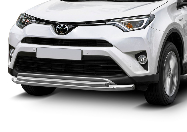 Защита переднего бампера d57+d42 Rival для Toyota RAV4 CA40 рестайлинг 2015-2019, нерж. сталь, R.5718.001