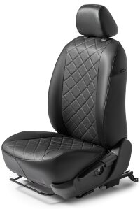 Авточехлы Rival Ромб (зад. спинка 40/60) для сидений Kia Rio III хэтчбек 2011-2017, эко-кожа, черные, SC.2802.2
