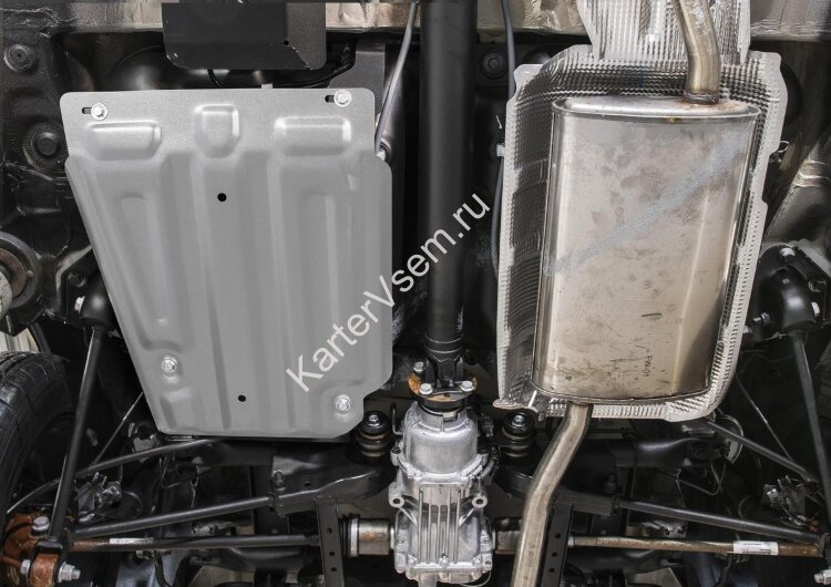 Защита топливного бака Rival для Renault Duster I 4WD 2010-2021, штампованная, алюминий 3 мм, с крепежом, 333.4718.1