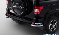 Защита заднего бампера d76+d42 уголки + комплект крепежа, RIVAL, UAZ Patriot 2014-2016-