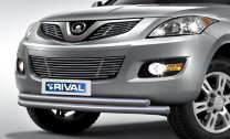 Защита переднего бампера d76+d57 + комплект крепежа, RIVAL, Great Wall Hover H5 2011-2015